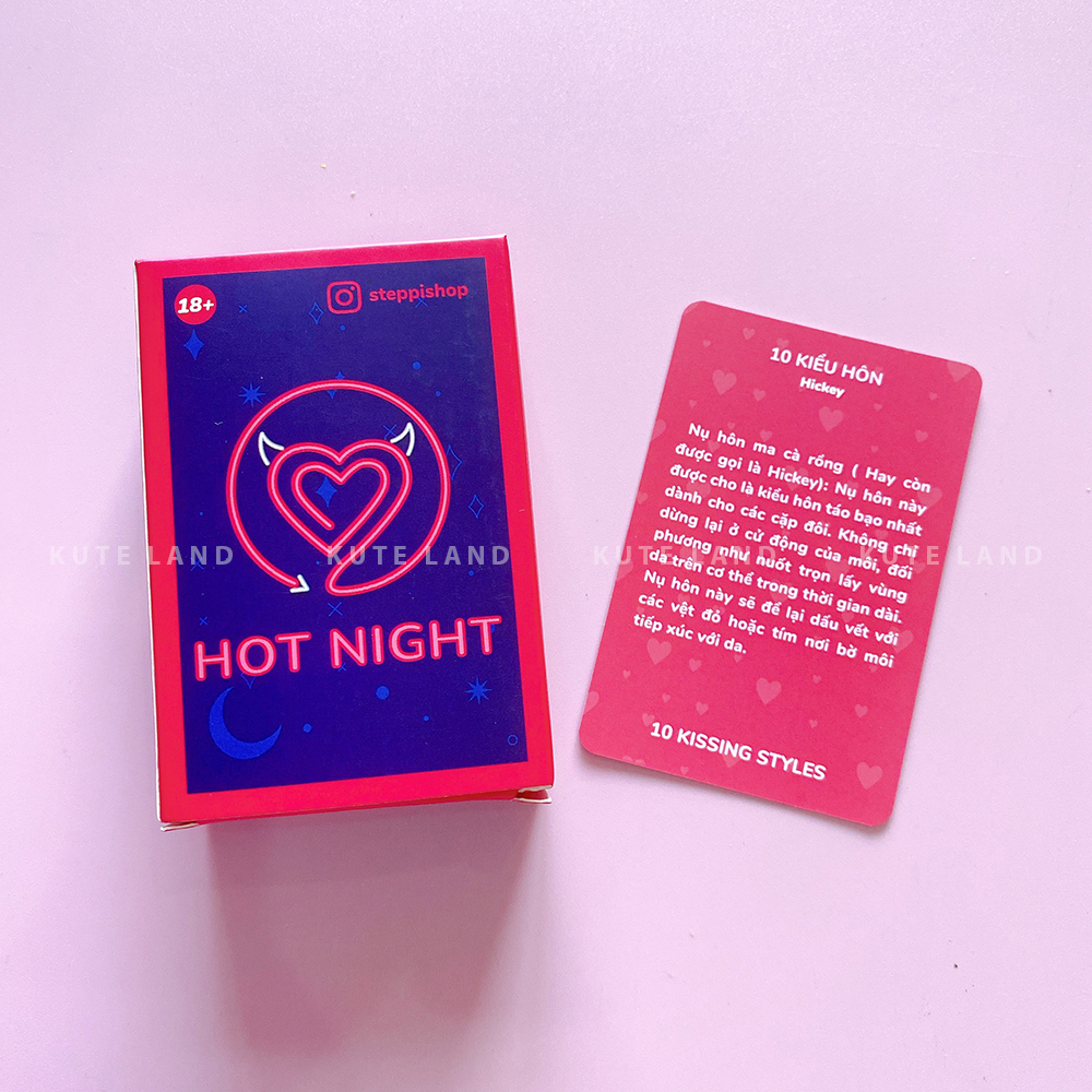 [Che Tên] Bộ Bài Hot Night Dành Cho Cặp Đôi Hẹn Hò Drinking Game 73 Lá Dạo Đầu Tư Thế 18 10 Kiểu Hôn