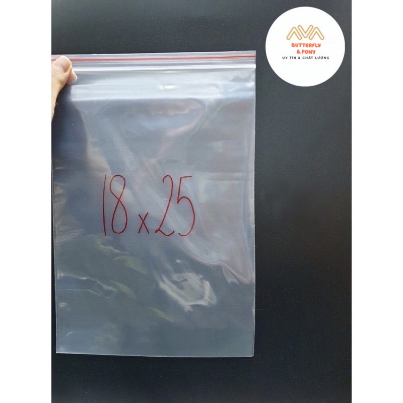 100g Túi Zip Trong Chỉ Đỏ Lớn Size 25cm x 18cm
