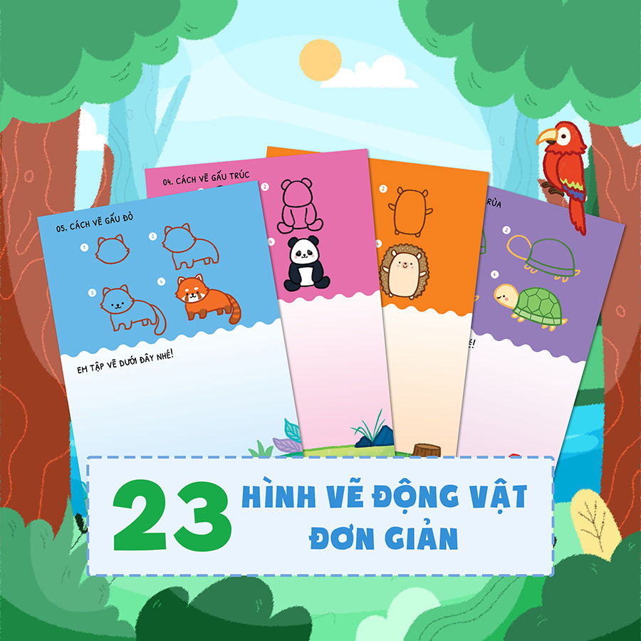 Sách DINO tập vẽ - 4 bước vẽ đơn giản Động Vật