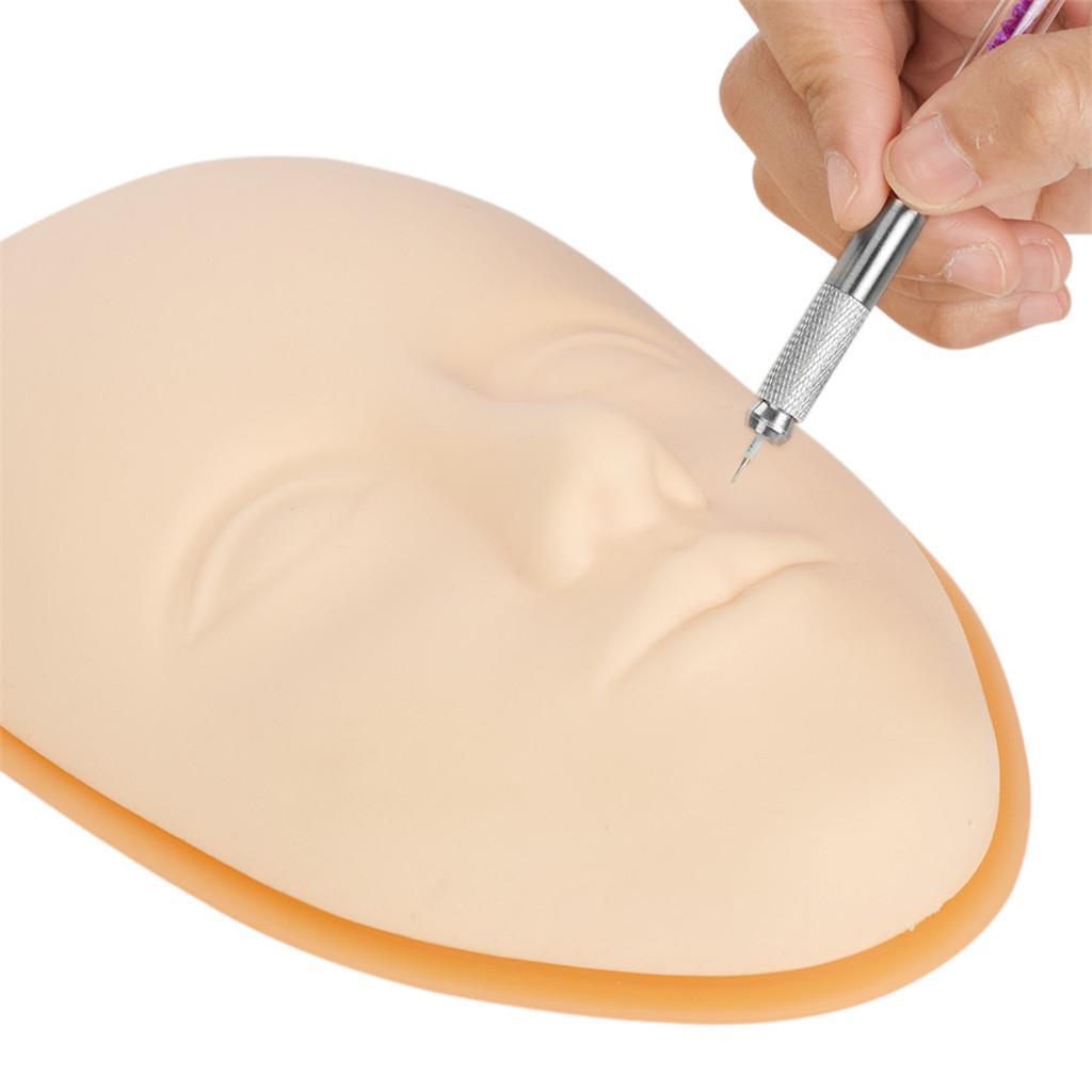 Reusable 5D Silicone Human Face Practice Skin w/Base for Microblading Tattoo