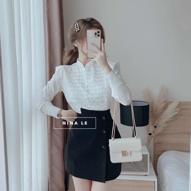 ️Áo sơ mi trắng xếp ly nhăn thiết kế cho nữ️Elisa fashion