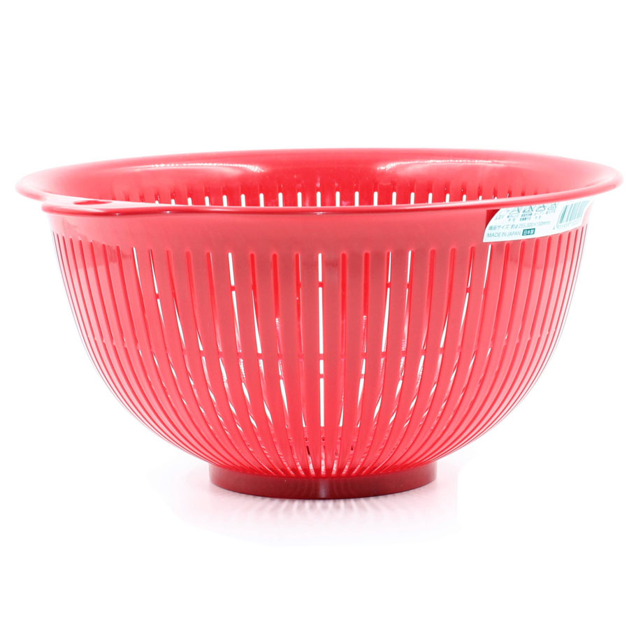 Bộ 2 rổ nhựa cao cấp hình lưới xoắn ốc màu đỏ tay cầm hai bên Nội địa nhật Bản