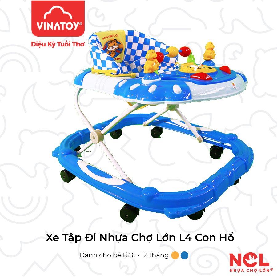 Xe Tập Đi Trẻ Em Nhựa Chợ Lớn L4 Con Hổ (Không nhạc) - Dành Cho Bé Từ 6 - 12 Tháng - M1637A-XTĐ