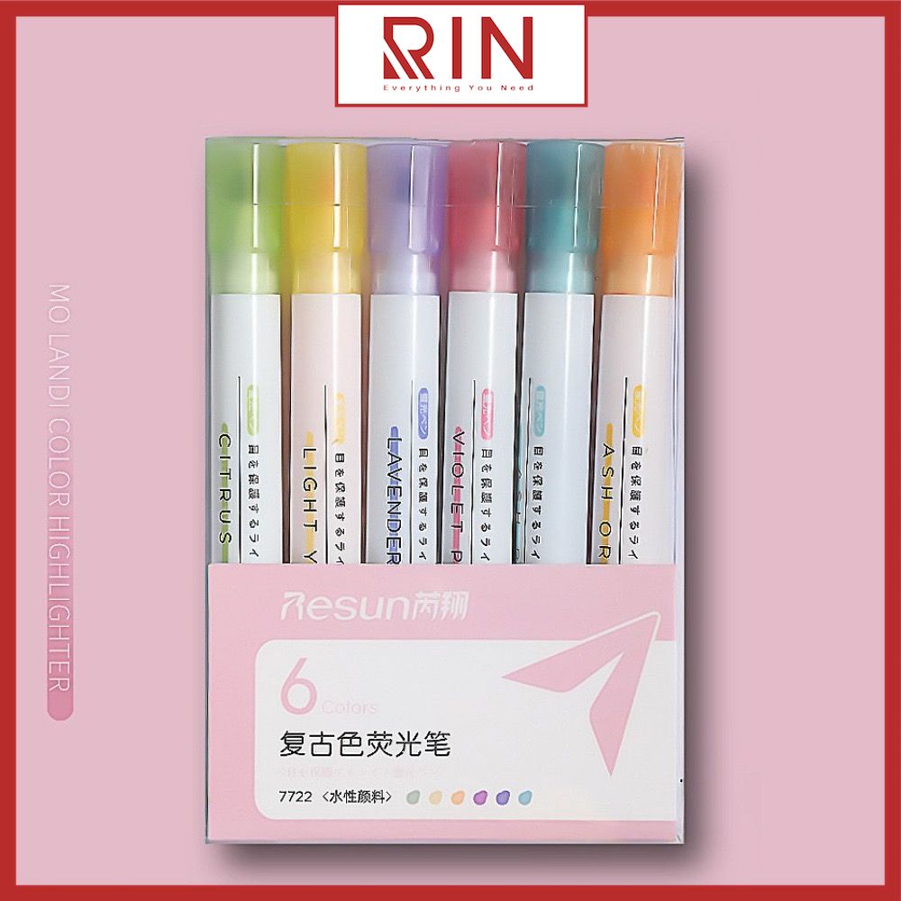 Set 6 bút highlight dạ quang đánh dấu dòng Macarone and Mid Highlighter