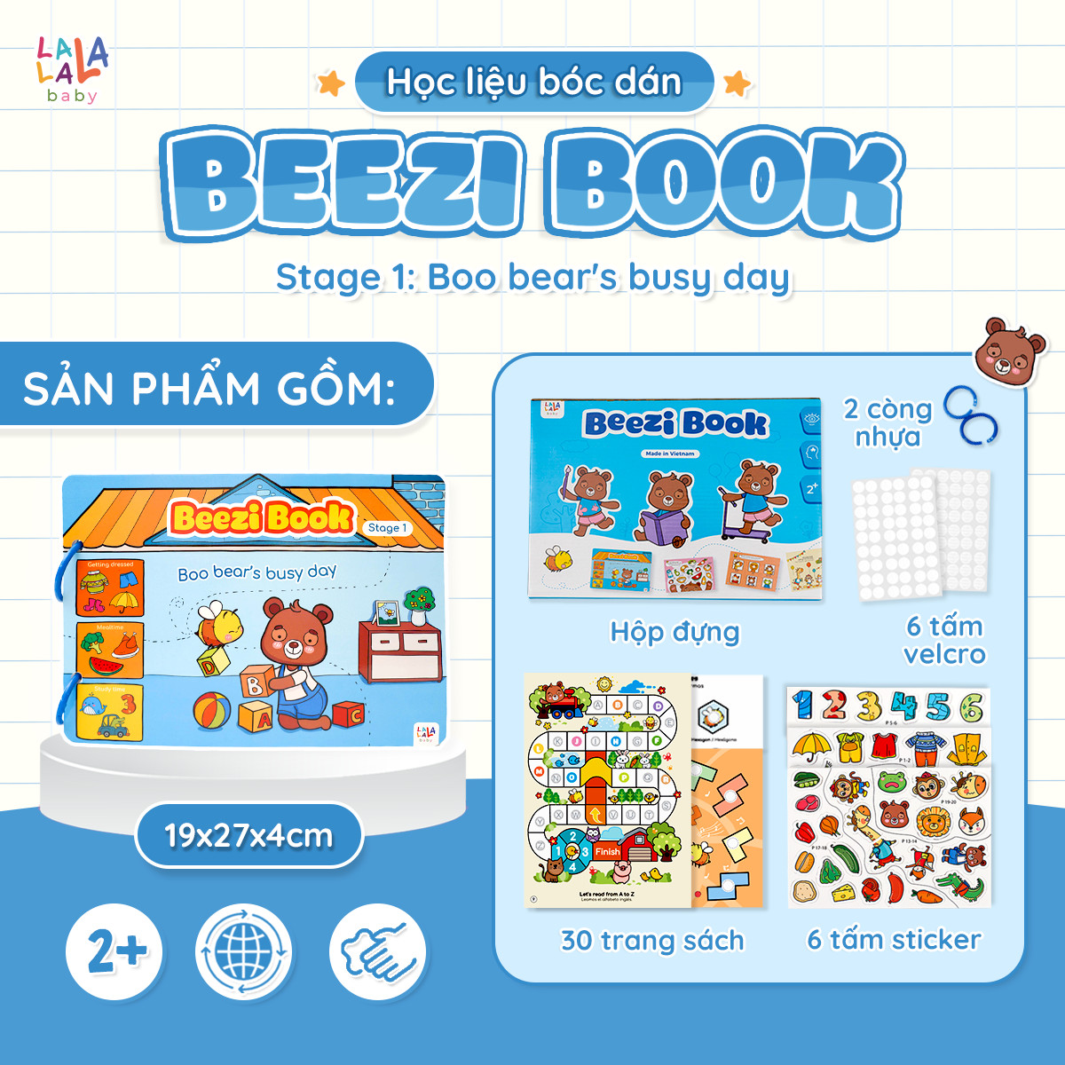 Học liệu bóc dán Busy Book cho bé Lalala Baby nhiều chủ đề đa dạng, song ngữ Anh Việt - Beezi Book