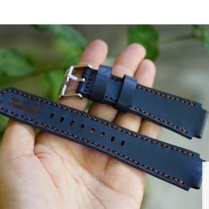 Dây đồng hồ da bò thật màu xanh navy - RAM 1993 AE1200 - RAM leather