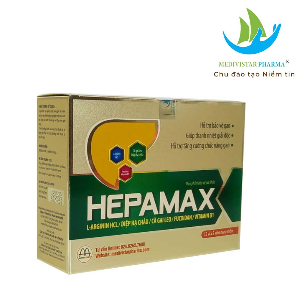 Bổ Gan Thảo Dược Hepamax Chứa FucoidanGiúp Thanh Nhiệt Giải Độc, Hết Mẩn Ngứa, Tằng Cường Chức Năng Gan Hộp 60 Viên