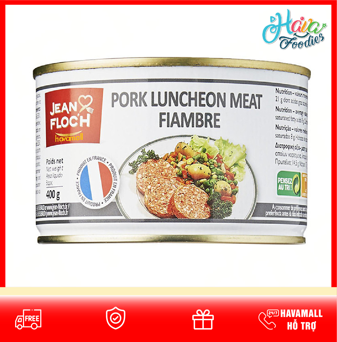 Pate Thịt Heo - Pork Luncheon Meat Fiambre Jean Floc’h 400G