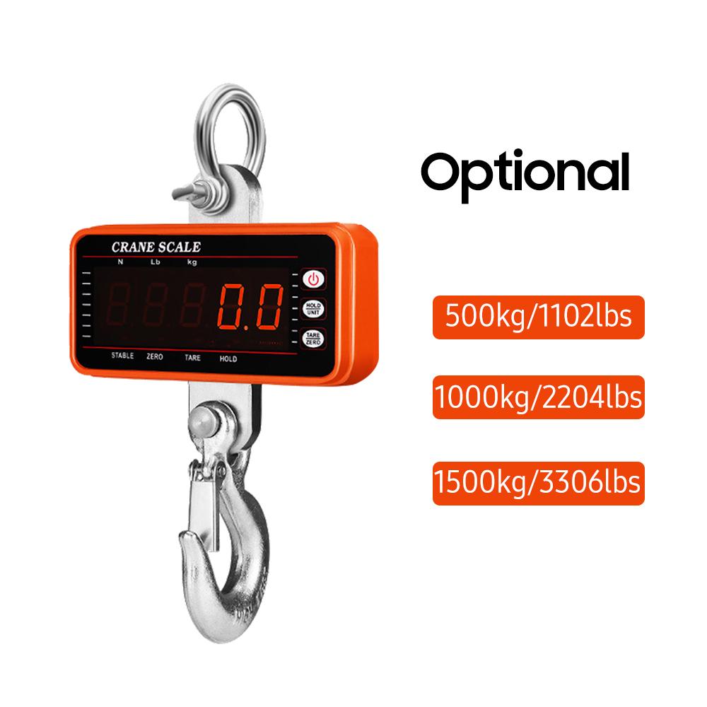 1500kg/ 3306lbs Digital Hanging Scale with 65ft Remote Control Portable Heavy Duty Crane Scale Dimmable LED Industrial Hook Scales Unit Change/ Data Hold/ Tare/ Zero for Construction Site Travel Market Fishing Outdoor Work