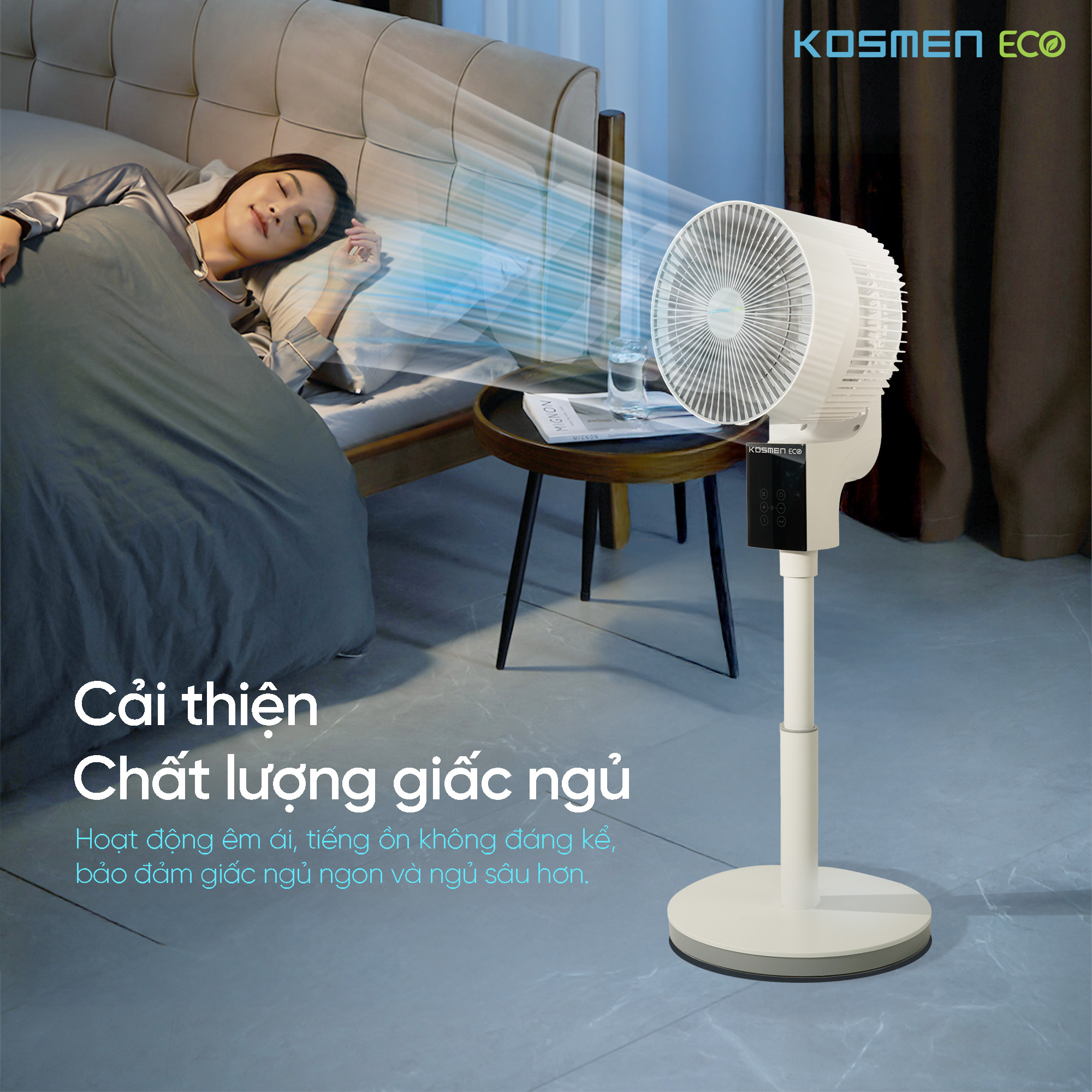 Quạt thông minh Kosmen ECO-F40AI-W AI điều khiển bằng giọng nói – Màu Trắng - Hàng Chính Hãng, Bảo Hành 1 Năm