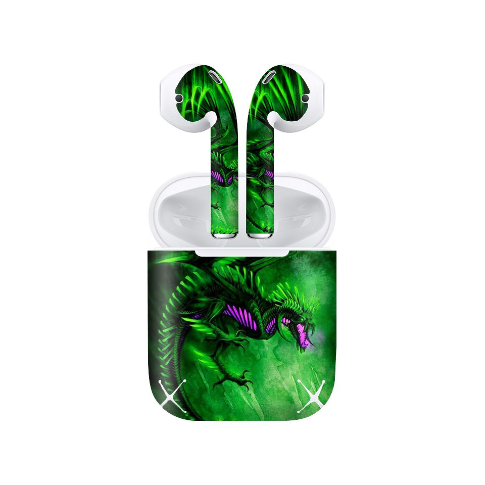 Miếng dán skin chống bẩn cho tai nghe AirPods in hình Rồng Dragon - dra015