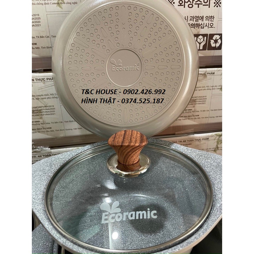 BÔ 5 NỒI CHẢO CAO CẤP ĐẾ TỪ ECORAMIC (NỒI 20CM, 24CM, CHẢO CẠN 24CM, CHẢO SÂU 26CM, NỒI LẨU 28CM)