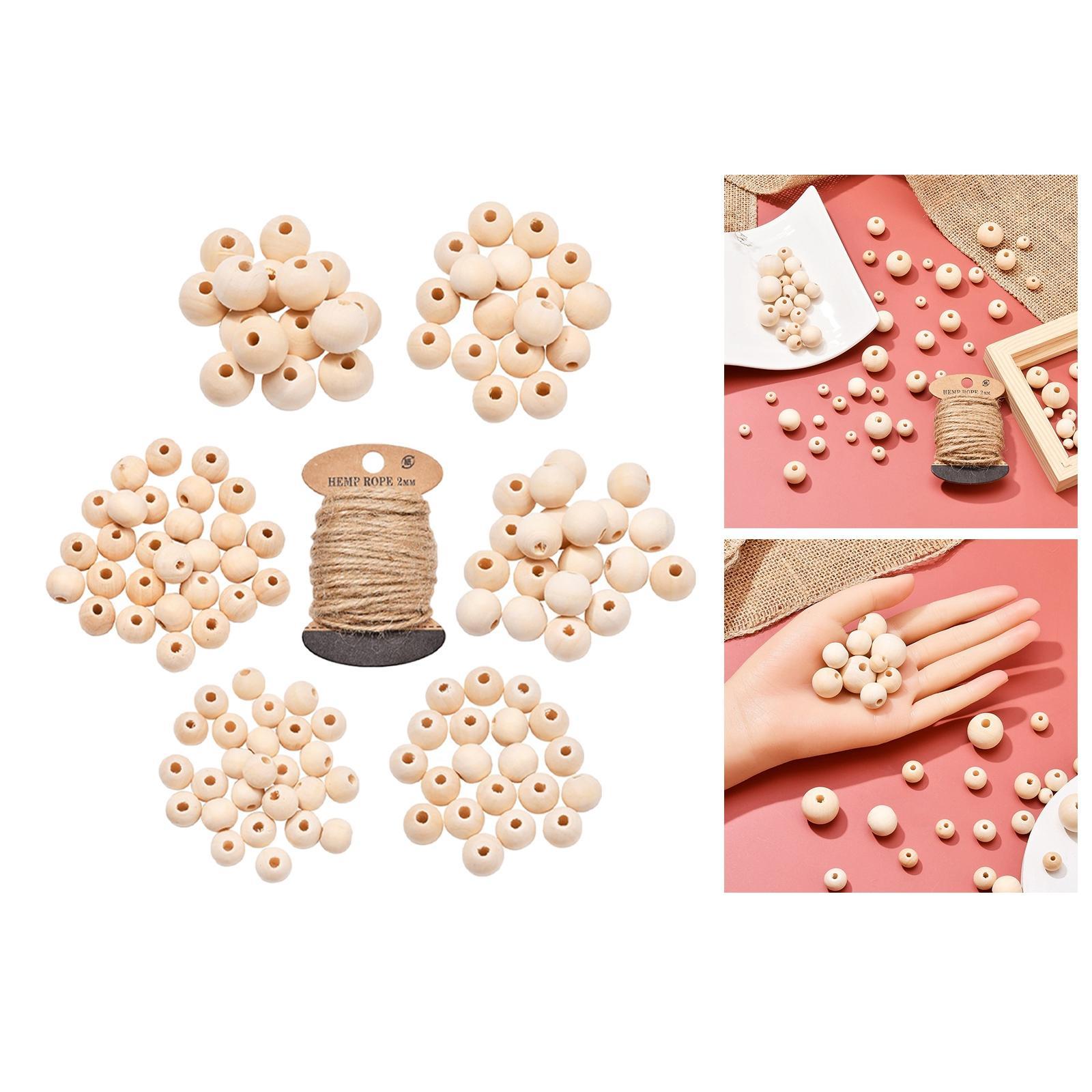 Wooden Beads Natural Wooden Beads Round Wood Beads Rustic Country Wood Beads Suitable for Crafts, DIY Jewelry Making, Home Decoration