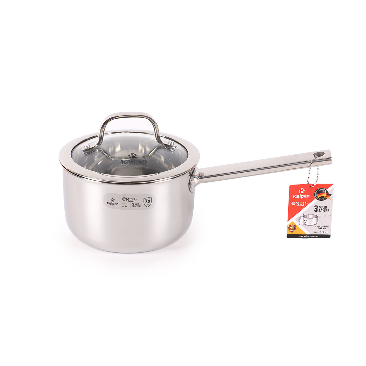 Quánh inox 3 lớp liền khối Kalpen Emer EM16 size 16cm - Hàng Đức, bảo hành 30 năm