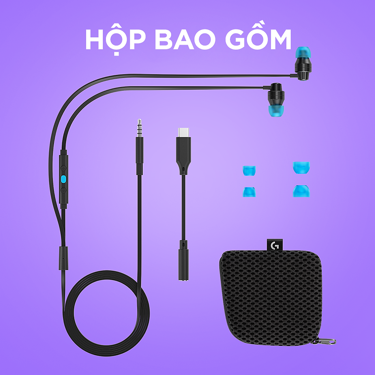 Tai nghe game in-ear Logitech G333 - màn loa động kép Dual Driver, độ bền cao, 3.5mm Aux, Mic và điều khiển trên dây -Hàng Chính Hãng