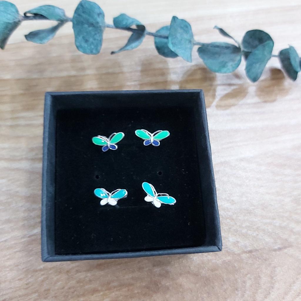 Khuyên tai bạc / bông tai bạc hình butterfly của bé gái chuẩn bạc nguyên chất