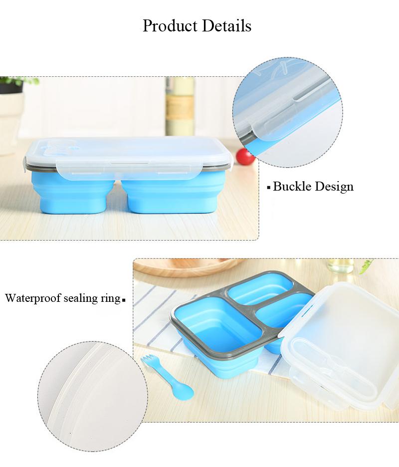 Silicone Folding Lunch Box Lunch Box Thực phẩm container lò vi sóng dã ngoại Bộ đồ ăn