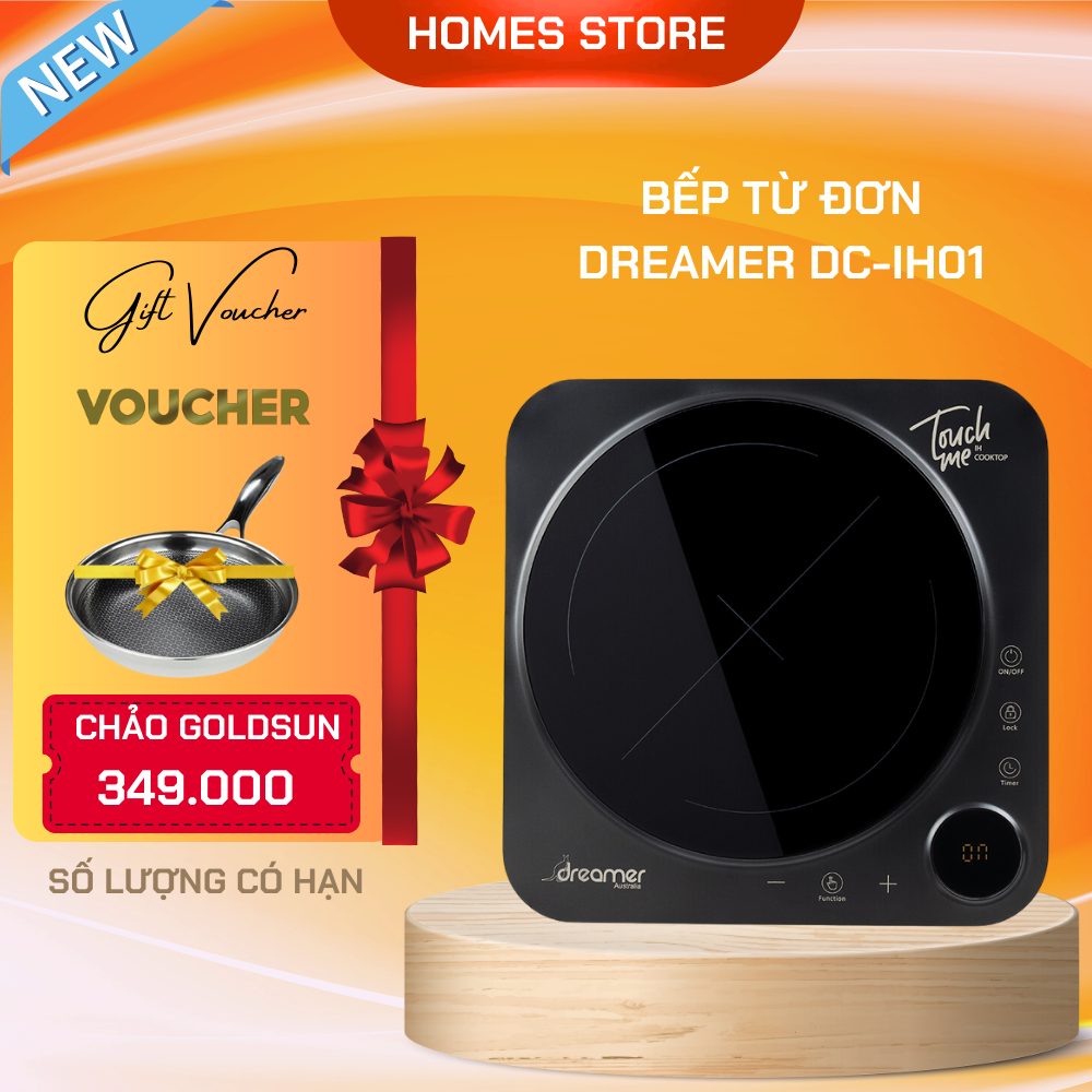 Bếp Từ Đơn DREAMER DC-IH01 Thương Hiệu Úc Tiêu Chuẩn Châu Âu Công Suất 2200 W - Hàng Chính Hãng