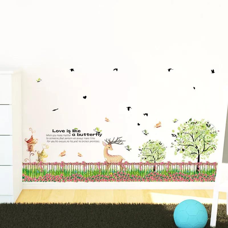 Decal trang trí chân hàng rào Nai Nhỏ kèm chữ xinh xắn