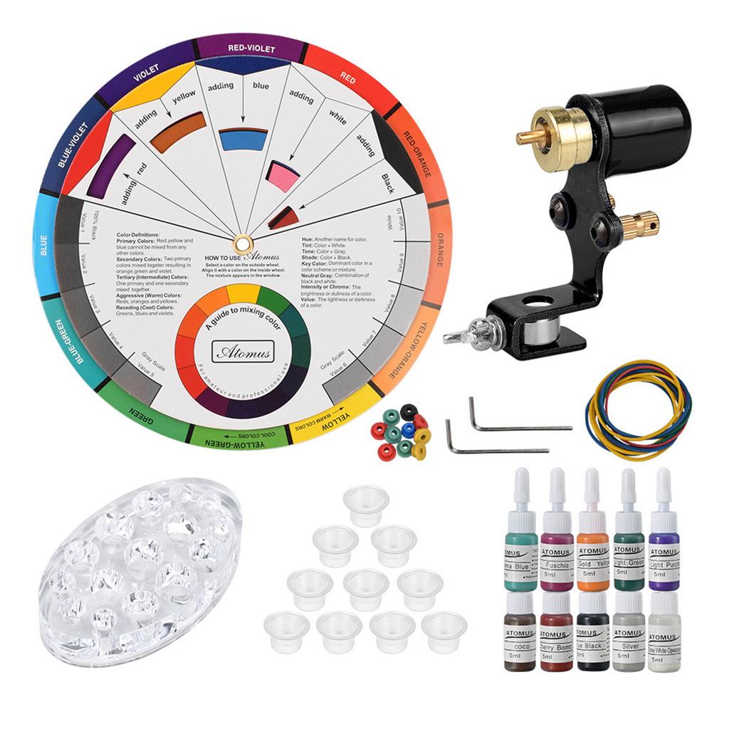 Rotary Tattoo Motor Machine Color Wheel Mixing Guide Tattoo Set Kit