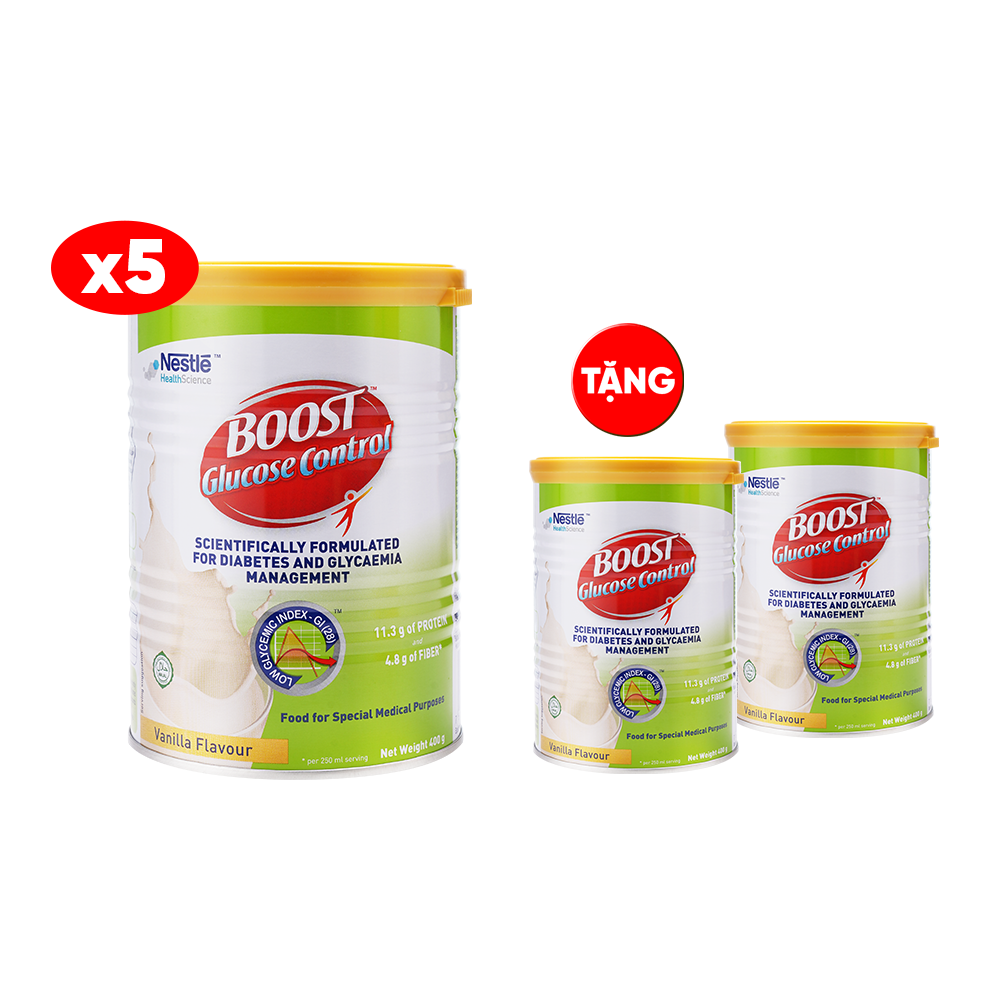 Combo 5 lon Boost Glucose Control 400g - Tặng 2 lon 400g cùng loại [CRM]