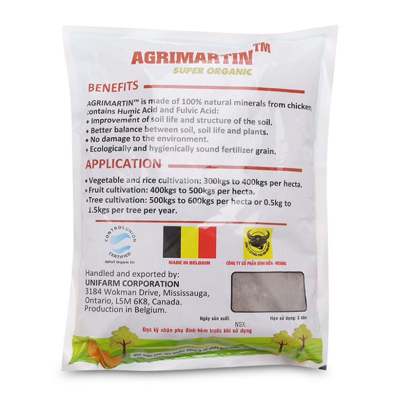 Phân bón hữu cơ đậm đặc Đầu Trâu AGRIMARTIN SUPER ORGANIC (gói 1kg)