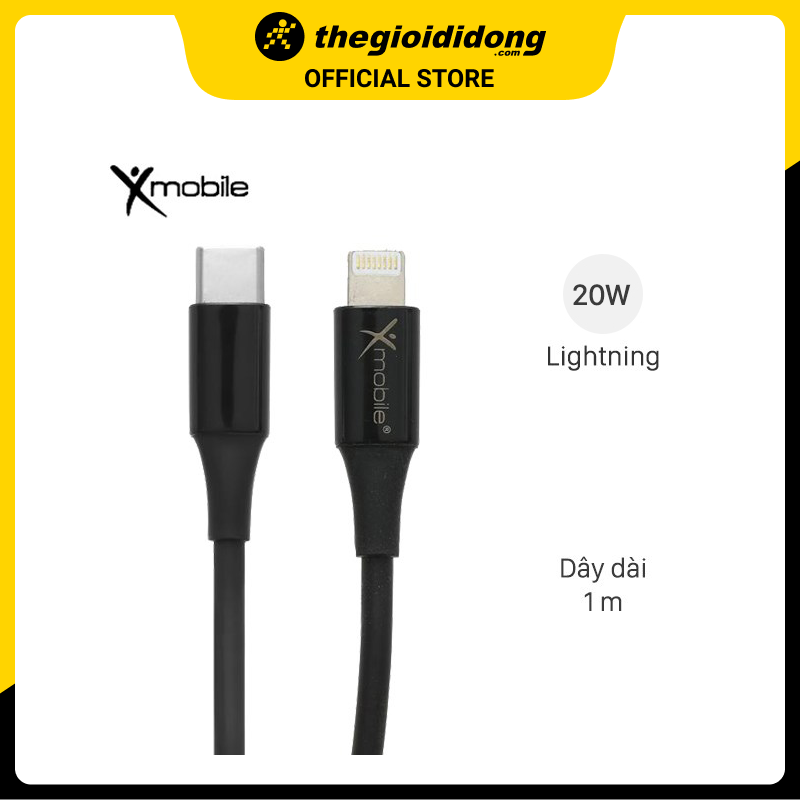 Cáp Type C - Lightning 1m Xmobile CL-PD01-1000 Đen - Hàng chính hãng