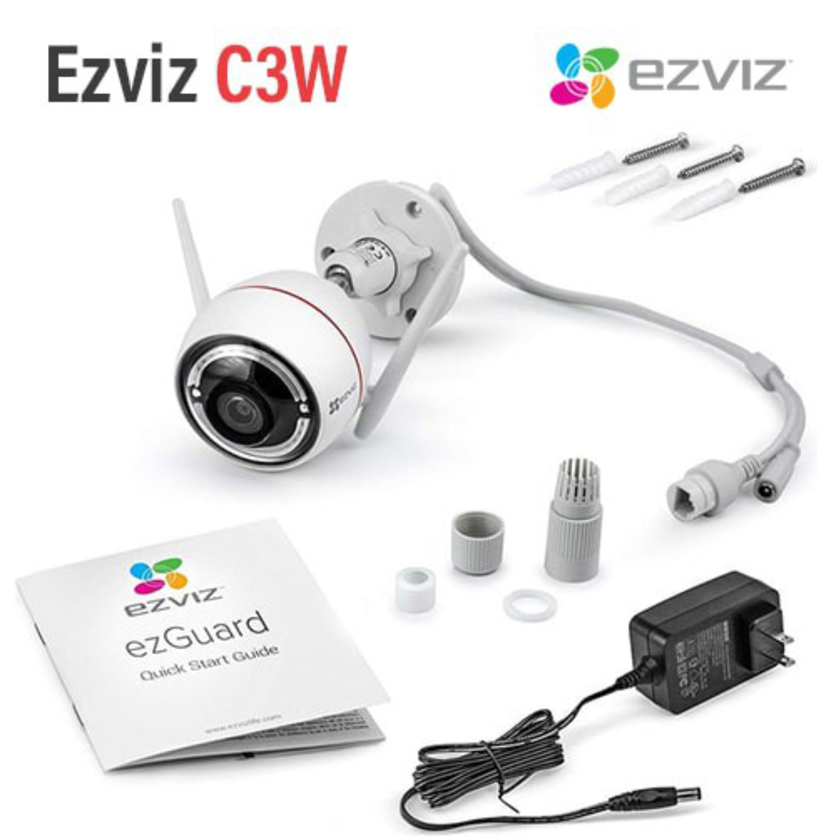 Camera EZVIZ C3W 1080P, WIFI, IP66 Ngoài Trời, 2 Ăng Ten, Hồng Ngoại Đêm 30m, Báo Động Với Đèn Báo Và Còi Hú Hỗ - Hàng Chính Hãng