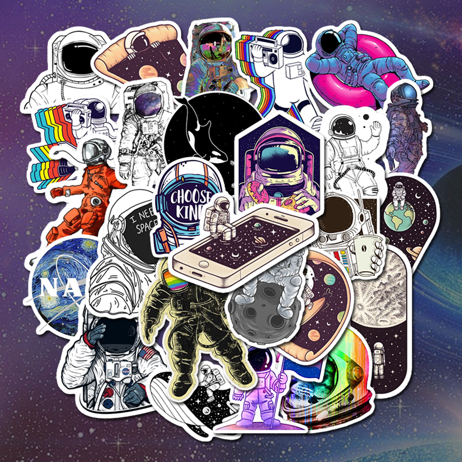Sticker Phi hành gia Astronaut  decal dán laptop , điện thoại hình dán trang trí