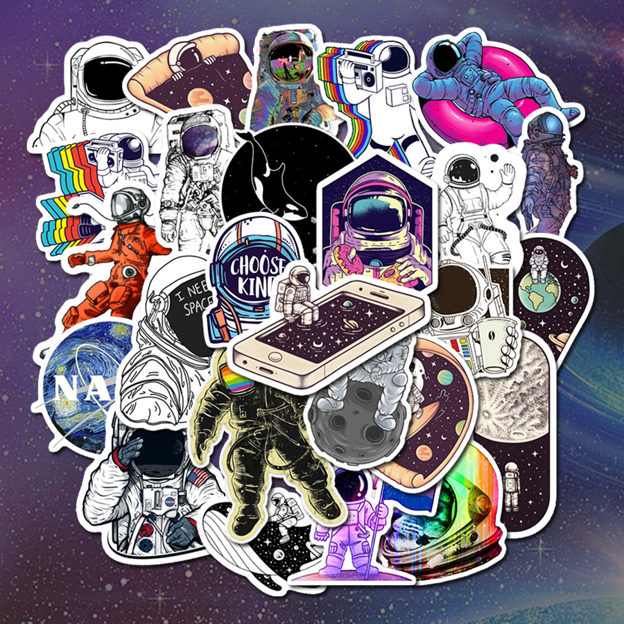 Sticker Phi hành gia Astronaut decal dán laptop , điện thoại hình dán trang trí