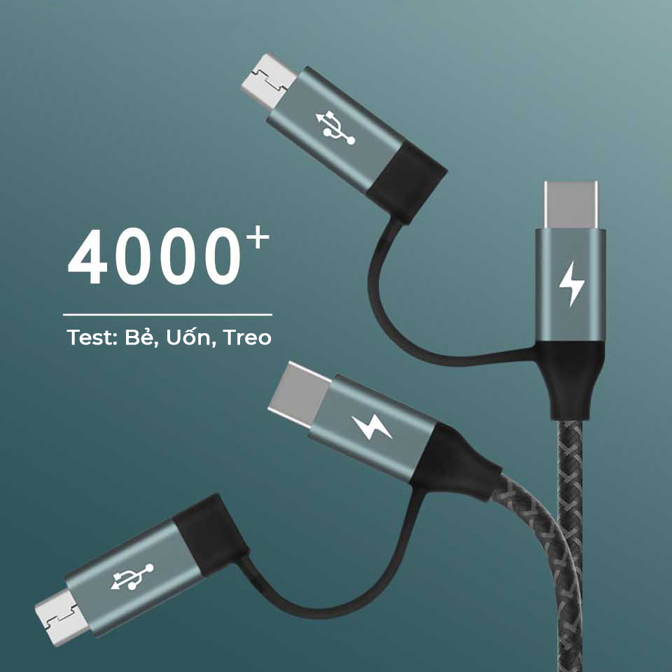 Cáp sạc đa năng 4 trong 1 Type-C/USB-A to Type-C/Micro USB Momax DC12 - Hàng chính hãng