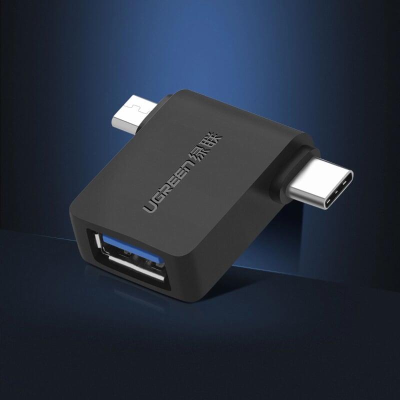 Ugreen UG3045330453TK Màu Đen Đầu chuyển đổi MICRO USB + TYPE C sang USB 3.0 âm hỗ trợ OTG - HÀNG CHÍNH HÃNG