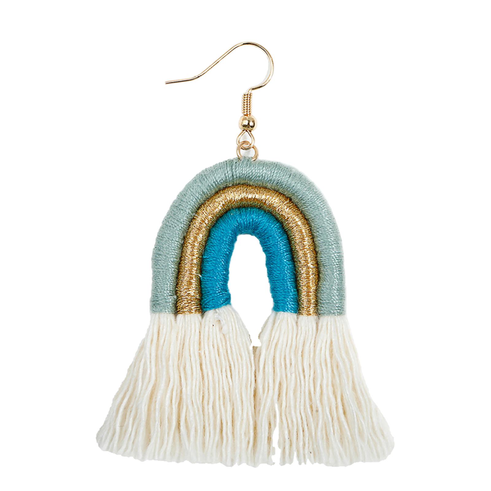 Bohemian Tassel Earrings Earrings Rainbow Shape Tassel Earrings Long Fringe Earrings for Women Girls Statement Earrings
