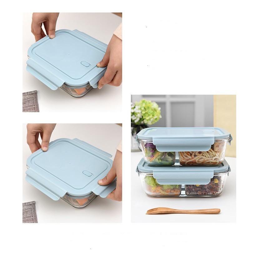 Hộp Đựng Cơm 3 Ngăn, Hộp Đựng Thức Ăn Thủy Tinh Cường Lực Chịu Nhiệt Tốt, An Toàn Cho Sức Khỏe