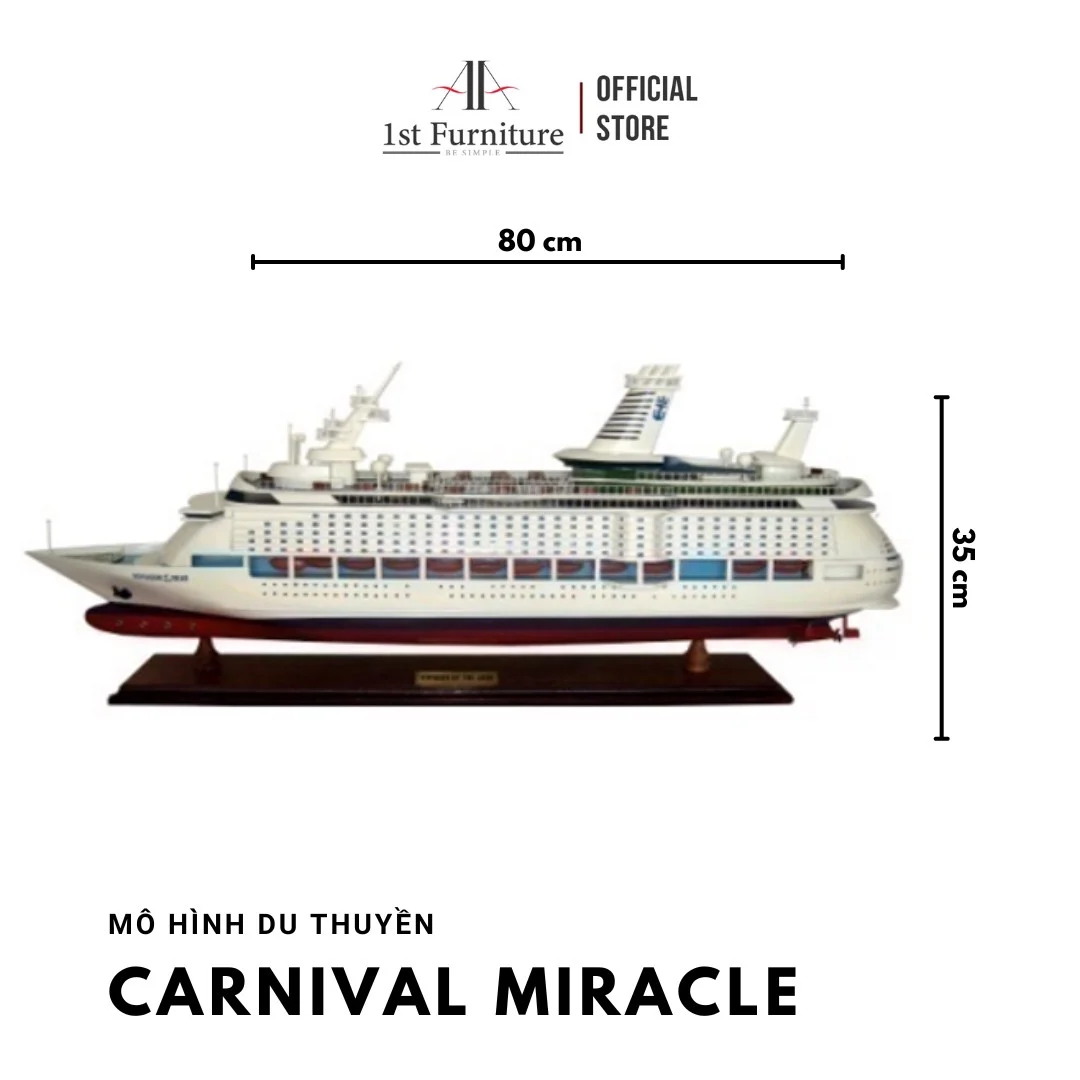 Mô hình Du thuyền CARNIVAL MIRACLE cao cấp, mô hình thuyền gỗ tự nhiên sang trọng lắp ráp sẵn 1st FURNITURE