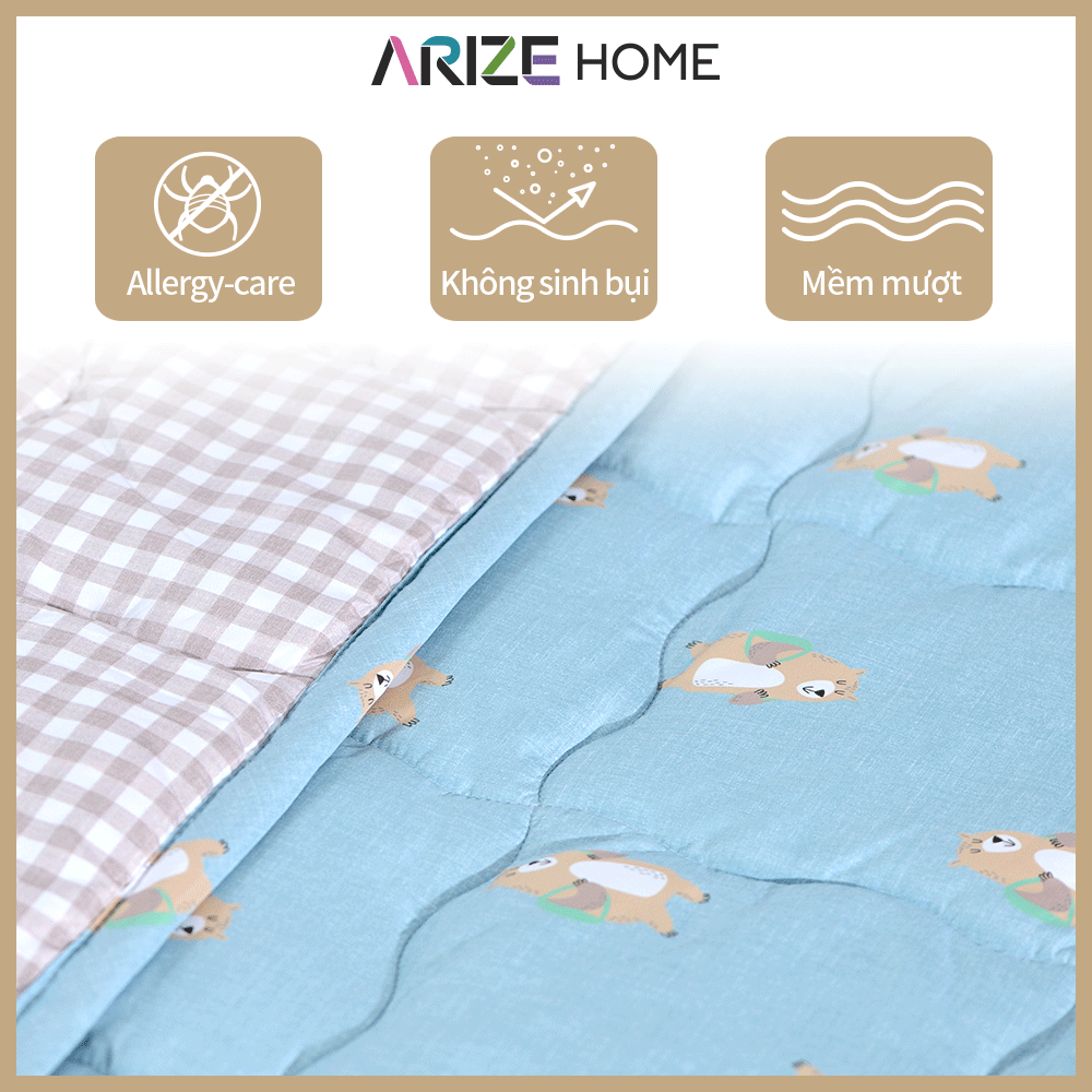 Chăn Chần Bông Arize Vải Microfiber Happy Bear 1.5x2m