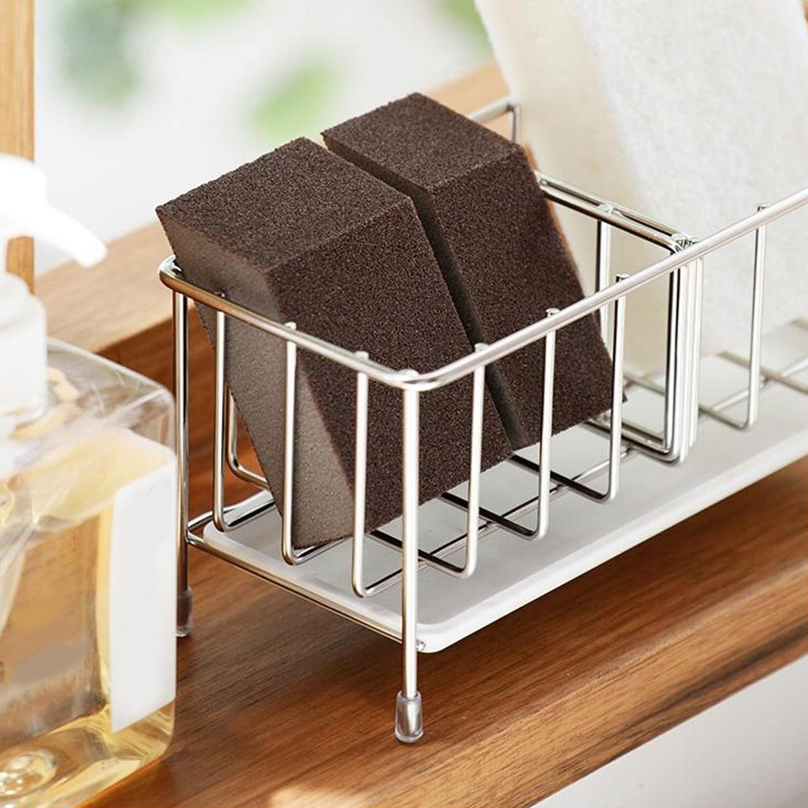 Kitchen Sponge Holder Drainer Basket Brush Soap Holder Caddy Organizer