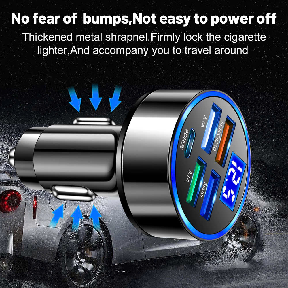 Tẩu Sac Nhanh QC3.0 + PD Cho Xe Máy ÔTô – 4 Cổng , Sạc An Toàn Thông Minh ĐÈN LED TRANG TRÍ