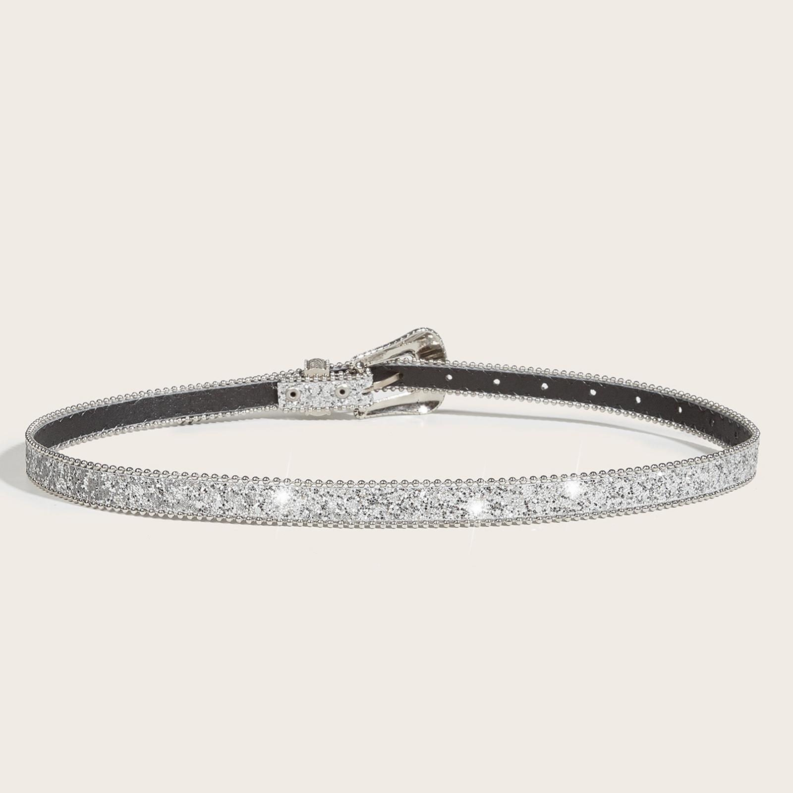 Women PU Leather Waist Belt Pin Buckle Waistband Casual Strap Adjustable Fashion Belt Rhinestone Decoration for, Pants, Dress, Corset