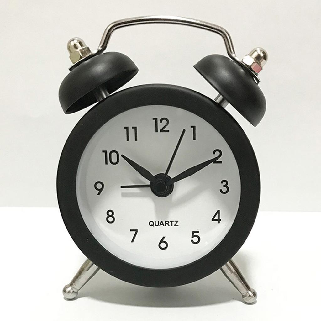 3X Battery Powered Quartz Alarm Clock, Loud Twin Bell, Bedside Clocks Black