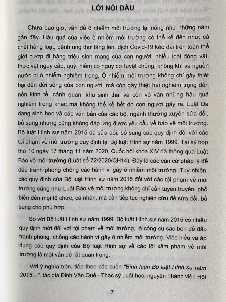 Bình Luận Bộ Luật Hình Sự Năm 2015 - Phần Các Tội Phạm Chương XIX  Các Tội Phạm Về Môi Trường