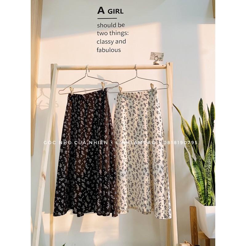 Chân Váy Hoa Nhí Vintage Cạp Chun Quảng Châu