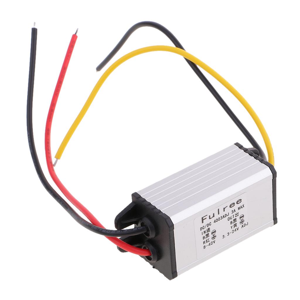 Adjustable DC-DC 24/12v to 5v Converter Regulator 3A Power Supply Adapter for LED Display, Car Auto Vehicle, Motor