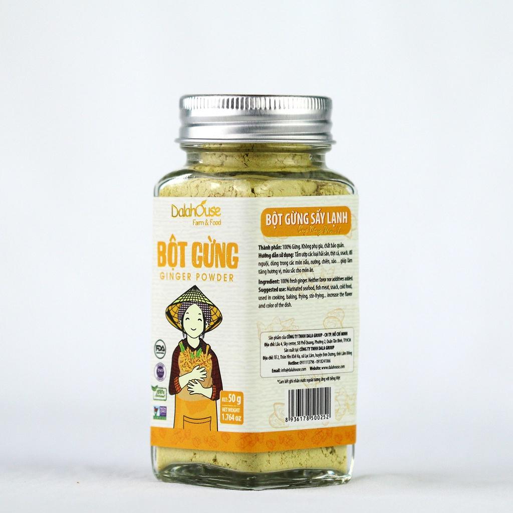 Bột Gừng Sấy Lạnh Dalahouse 50 Gram, Bột Gia Vị Hữu Cơ Nguyên Chất Công Nghệ Tiêu Chuẩn Châu Âu - Hỗ Trợ Tiêu Hóa, Lưu Thông Máu, Kích Thích Toát Mồ Hôi, Hỗ Trợ Kháng Khuẩn, Kháng Viêm, Làm Ấm Cơ Thể, Phòng Ngừa Cảm Cúm, Hạn Chế Đau Nửa Đầu