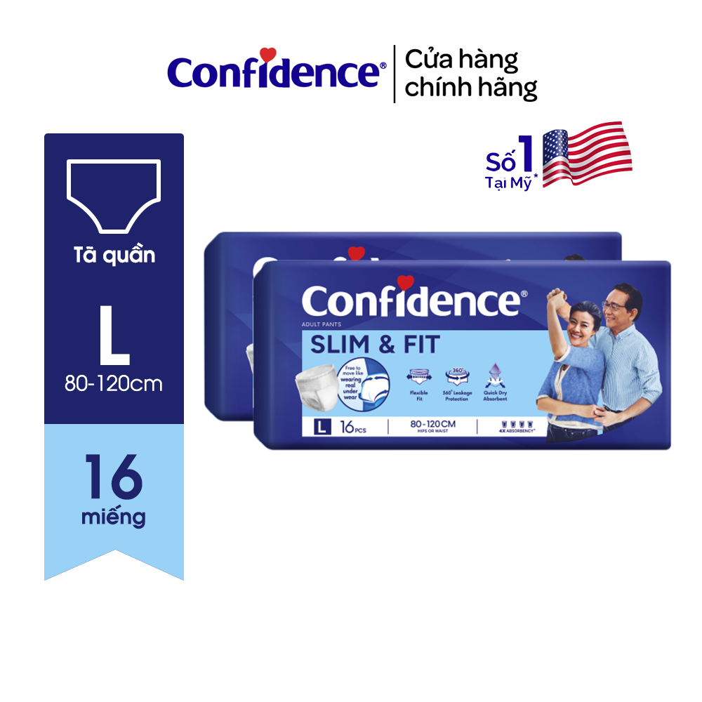 Combo 2 Tã quần người lớn CONFIDENCE SLIM&amp;FIT size M/L gói 20 miếng