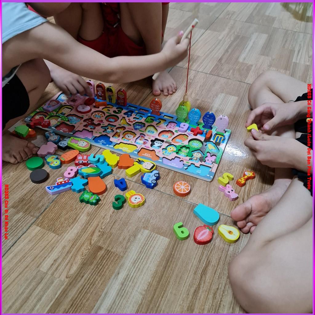 Bộ Đồ Chơi Câu Cá, Ghép Số, Ghép Hình Bằng Gỗ Cho Bé