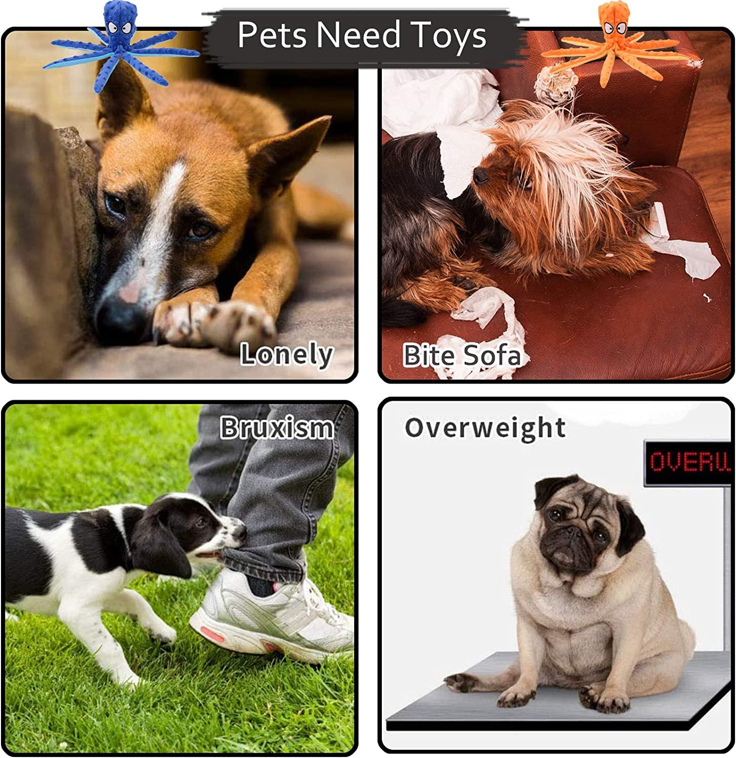 Đồ Chơi Tương Tác Cho Chó, Đồ Chơi Nhai Cho Chó Bạch Tuộc Không Nhồi Có Rãnh