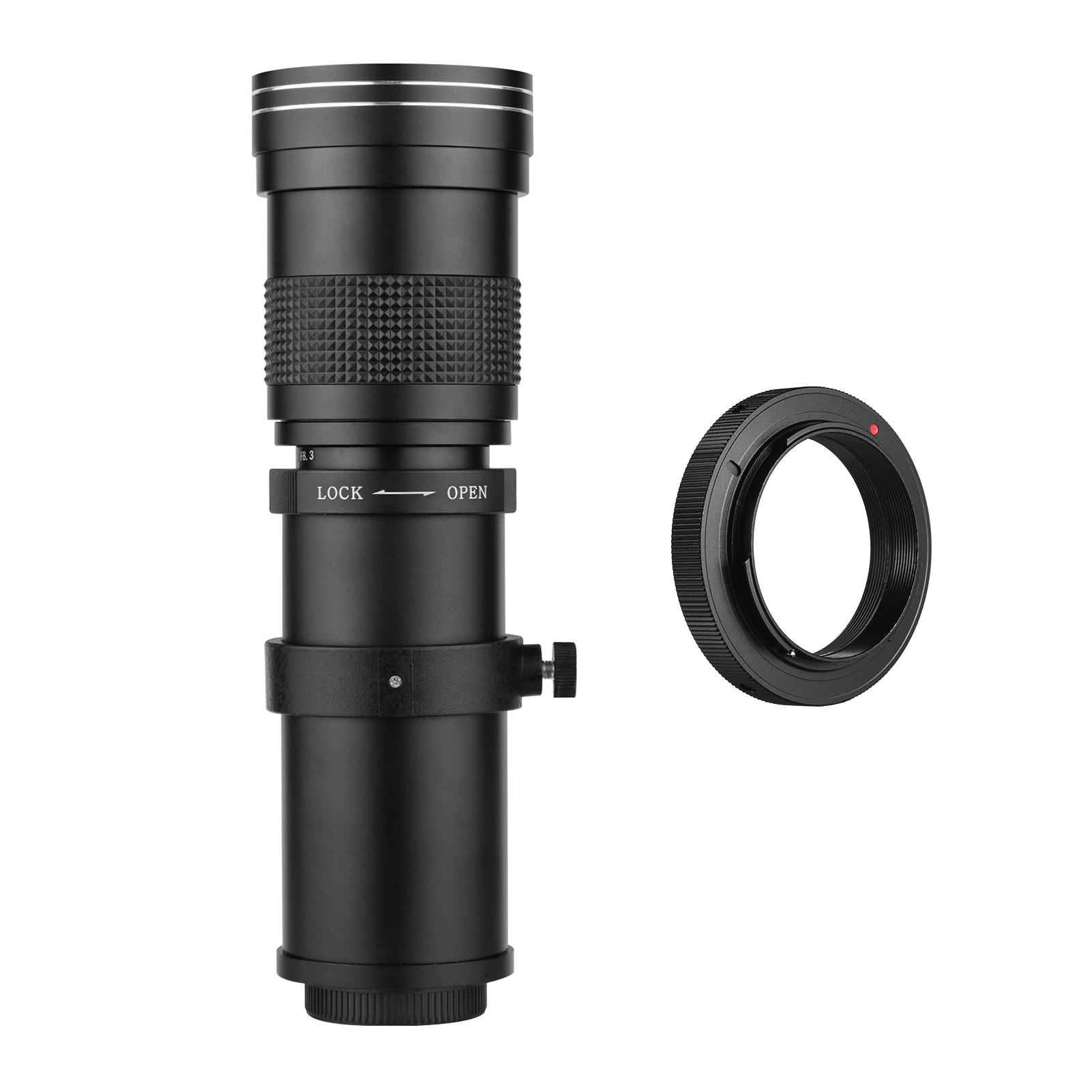 Camera MF Super Telephoto Zoom Lens F/8.3-16 420-800mm T2 Mount with AI-mount Adapter Ring Universal 1/4 Thread