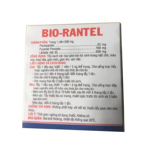 Sổ giun chó mèo BIO RANTEL- hộp 10 viên