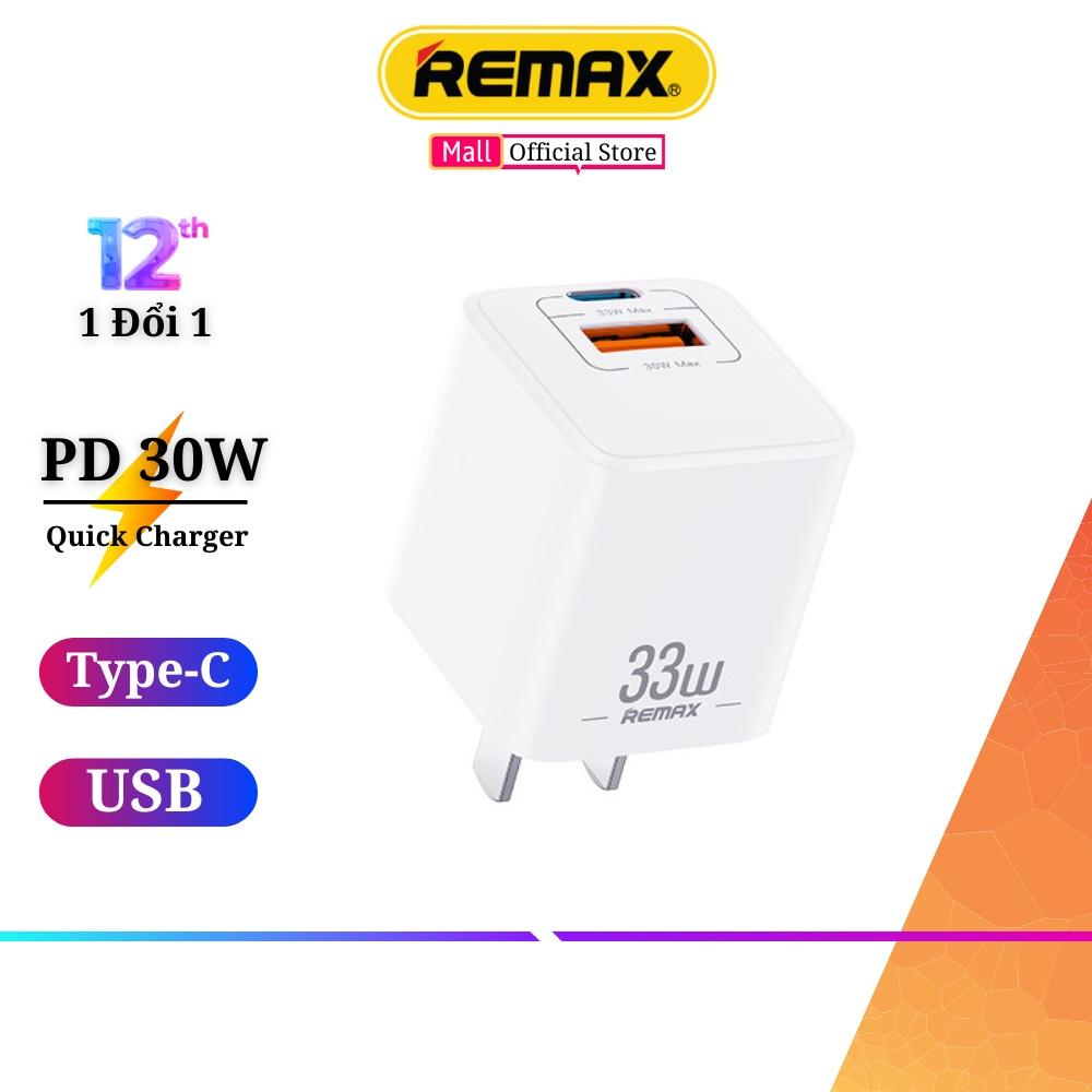 Củ sạc nhanh 33w Remax U26 thiết kế 2 cổng sạc nhanh PD 33w và QC4.0 30w sạc đầy 60 pin trong 30 phút - Hàng Chính Hãng